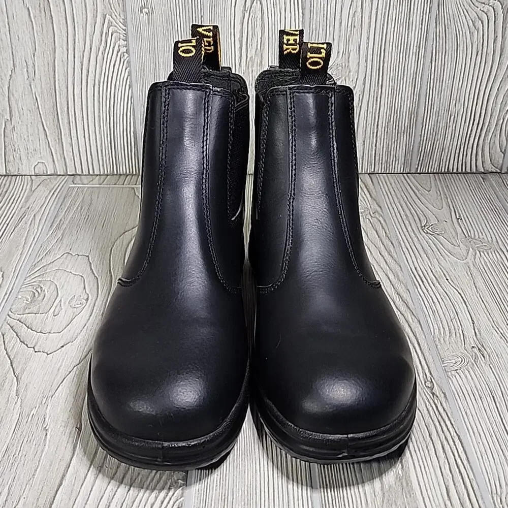 Oliver Elastic Sided Chelsea Leather Black Boots Steel Toe Mens Size 10 NEW